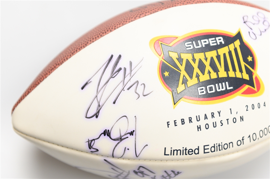 (2) Signed Official Super Bowl Footballs w. SB XXXVII (2003 w. 5 Autos Inc. Kurt Warner) and SB XXXVIII (2004 w. 15 Autos Inc. Michael Irvin)  (JSA Auction Letter)