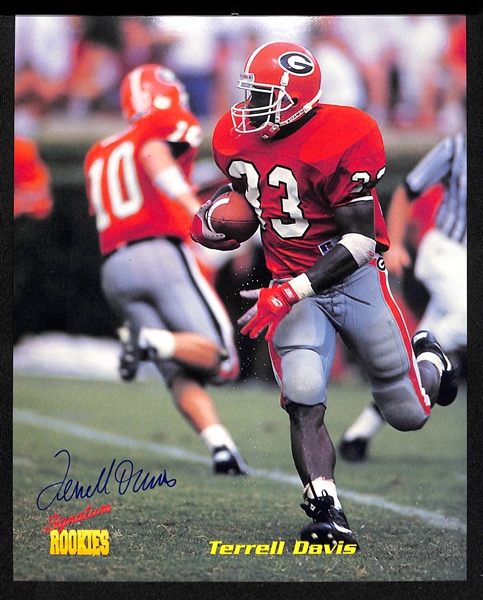 Over 60 Football Player Signed Photos and Photo Cards w. (2) Marvin Harrison, (3) Terrell Davis, (3) Antonia Freeman, Mike Alstott, + (JSA Auction Letter)