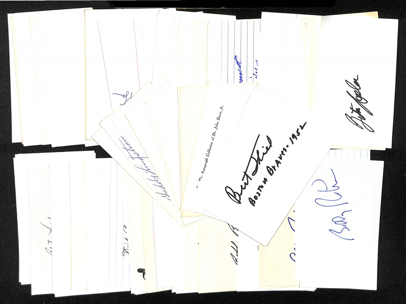 Lot of (120+) Baseball Autographed Index Cards w. Rube Marquard, George Kell, Freddy Lindstrom and Many Others (JSA Auction Letter) 