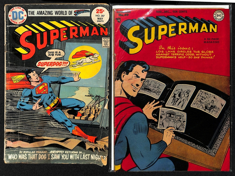 Lot of (8) 1945-1990s Superman Comic Books w. 1945 Nov-Dec No. 37 Superman