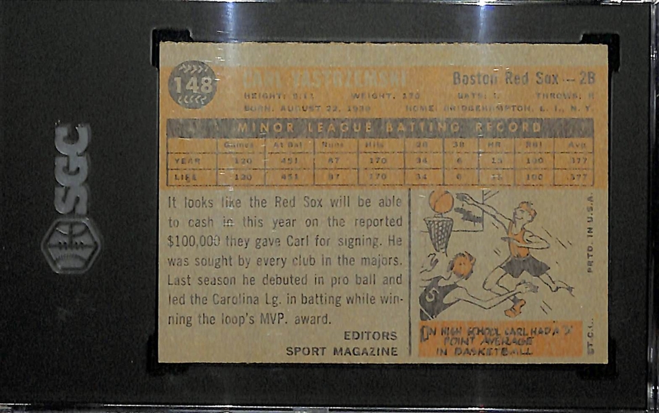 1960 Topps Carl Yastrzemski Rookie Star Card #148 Graded SGC 5.5 EX+