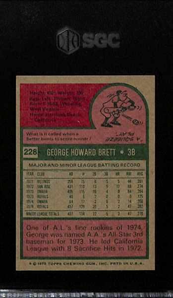 1975 Topps George Brett Rookie #228 Graded SGC 5.5 EX+