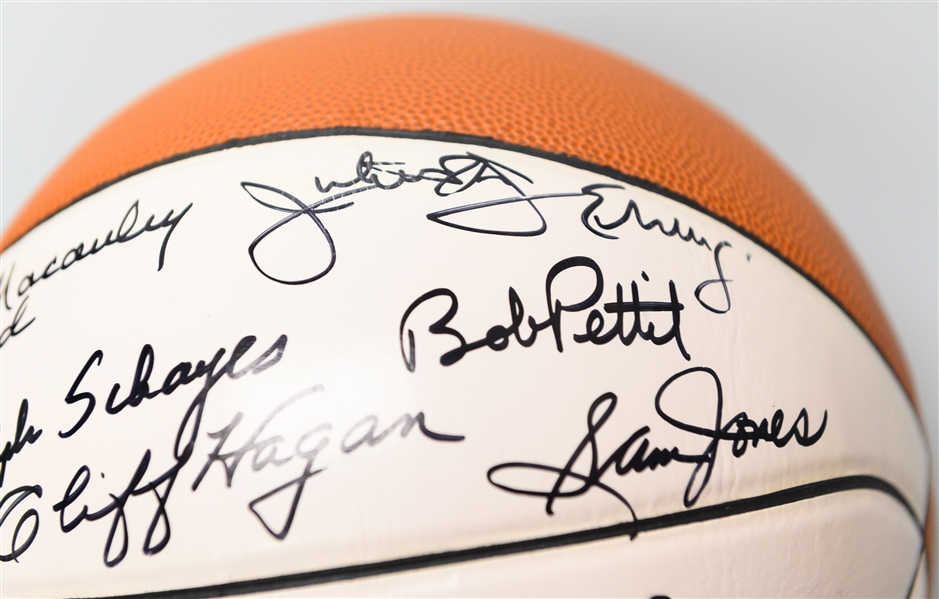 Basketball Signed by 11 Basketball Legends Inc. Julius Erving, Dolph Schayes. Tom Gola, + (JSA Auction Letter)