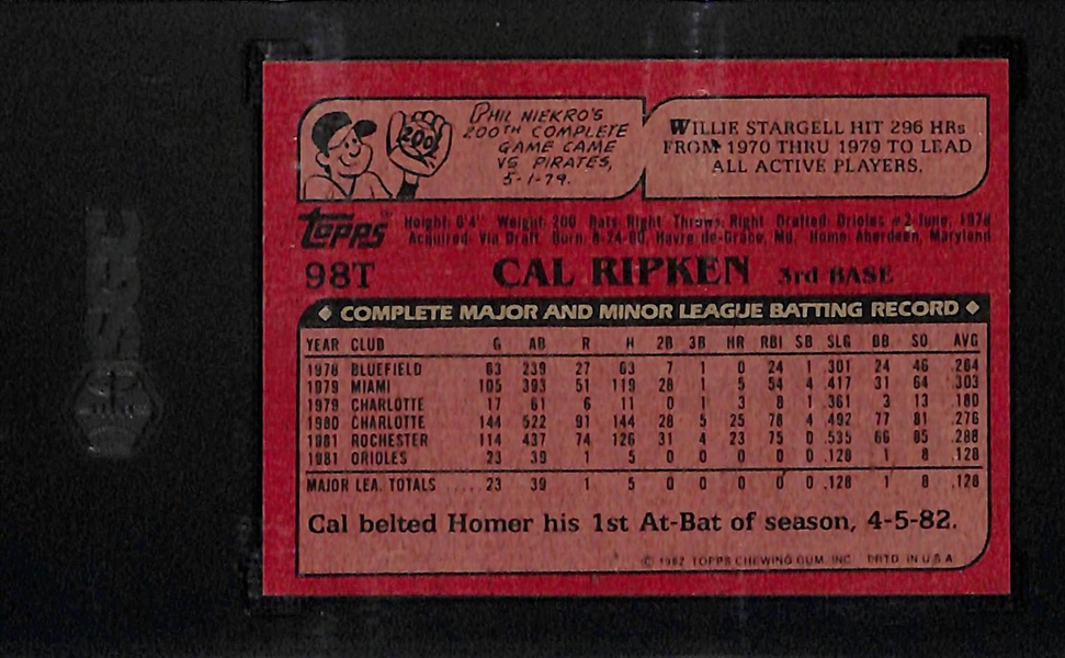 1982 Topps Traded Cal Ripken Jr. Rookie Card #98 Graded SGC 8.5