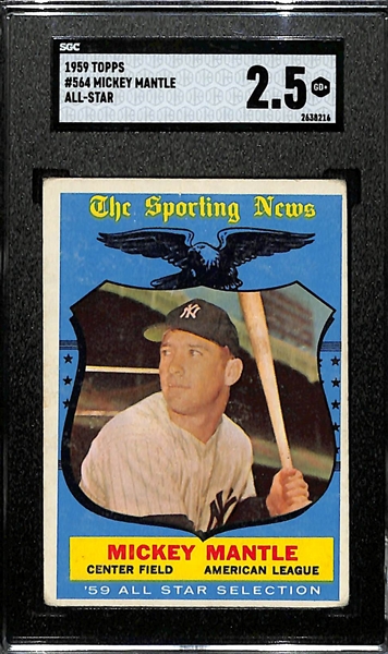 1959 Topps Mickey Mantle All-Star #564 Graded SGC 2.5