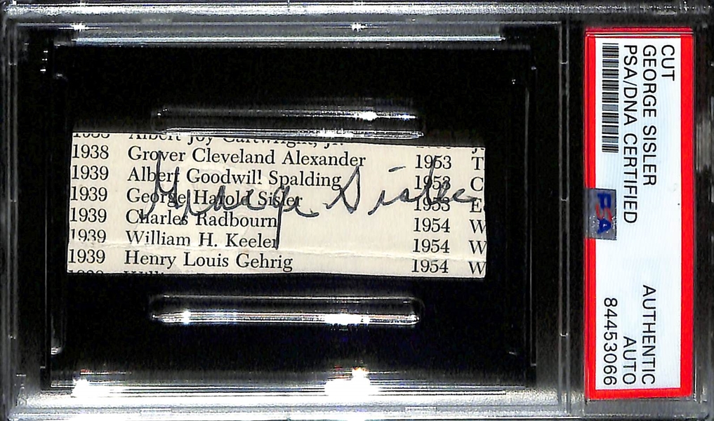 Cut Signature Lot - (2) Al Simmons & George Sisler (Each is PSA/DNA Slabbed)