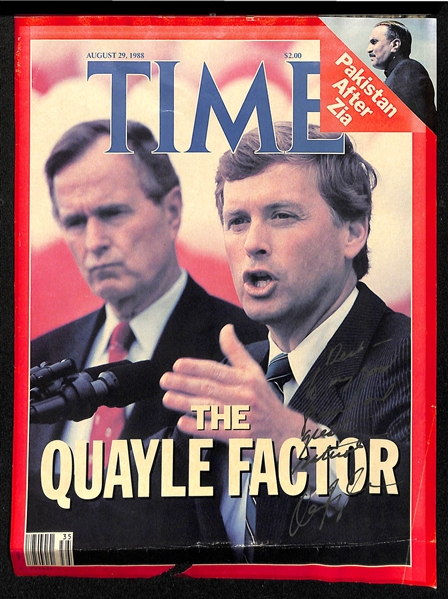 Lot of (3) Signed Magazine Covers - 2 Vice President Dan Quayle & Paul Volcker (Federal Reserve Chairman) - JSA Auction Letter 