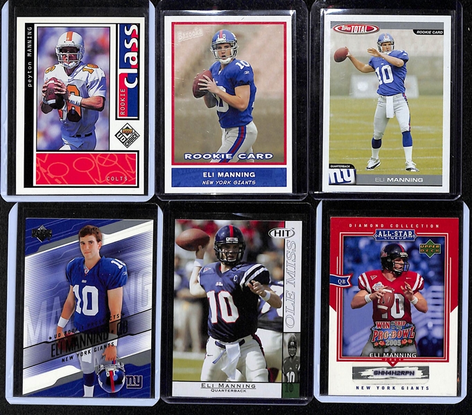 Lot of (18) Football Rookie Cards w. (7) Peyton Manning Rookies Inc. 1998 Bowman Chrome
