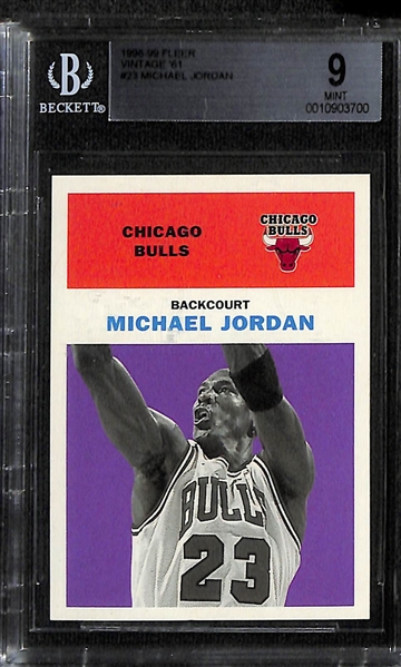 Lot of (90+) Michael Jordan cards w. 1998-99 Fleer Vintage '61 Graded BGS 9