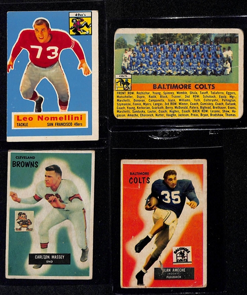 Lot of (16) Football Cards from 1949-1956 - Topps/Leaf/Bowman/Wheaties w. 1955 Topps Amos Alonzo Stagg