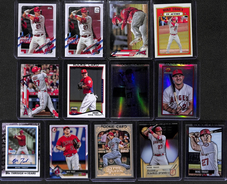 Lot of (65+) Baseball Rookies and Stars lot w. (20+) Mike Trout Cards and Sandberg, Boggs, Ohtani Rookies and More