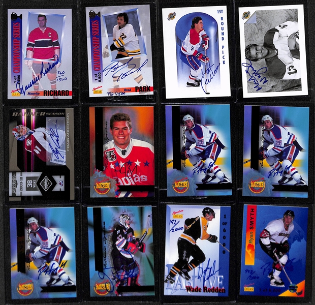 Lot of (150+) Mostly 1990s Hockey Autographs w. Maurice Richard, Brad Park, Pat Falloon, and Many Others 