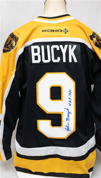 (2) Autographed Authentic Boston Bruins Jerseys - John Bucyk & Milan Lucic (JSA Auction Letter)