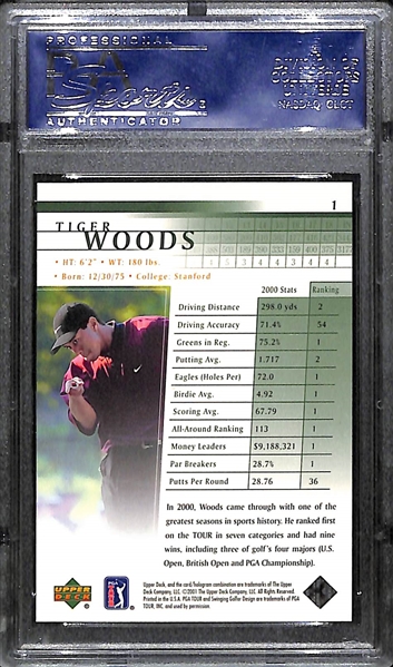 2001 Upper Deck of Golf Tiger Woods #1 Rookie Card Graded PSA 10