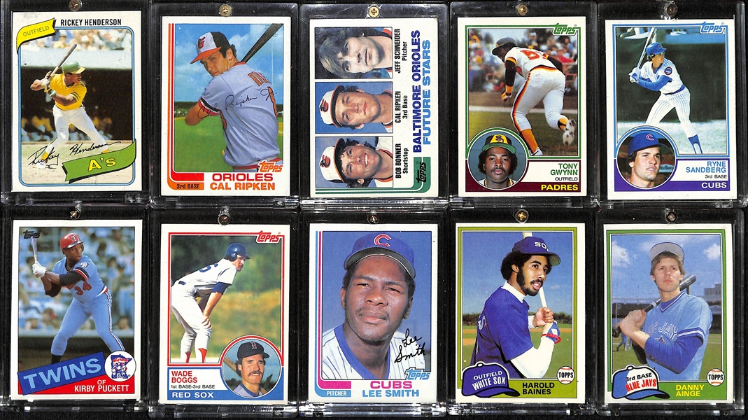 Lot of (10) 1980s Baseball Rookie Lot w. Henderson, Ripken, Gwynn, Sandberg, Puckett, and Others