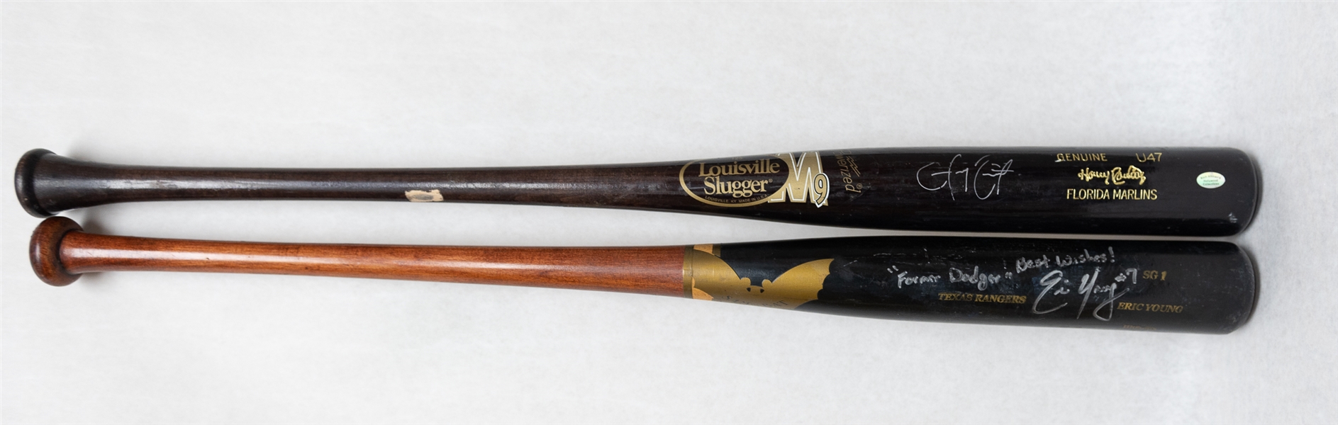 Lot of (2) Team Issued Autographed Bats w. Hanley Ramirez and Eric Young (JSA Cert)