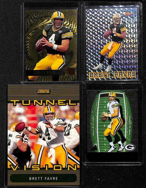 Huge lot of (55+) Brett Favre Football Cards and Inserts w. (9) Serial Numbered Inserts!