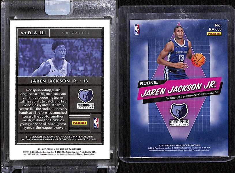 Lot of (2) Jaren Jackson Jr. Autographed Cards Including 2019-20 One and One #d /99