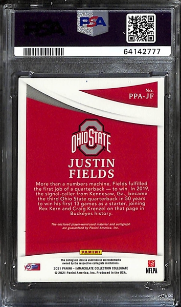 2021 Immaculate Collegiate Justin Fields Rookie Patch Autograph Ruby #7/25 PSA Authentic w. Auto Grade 10