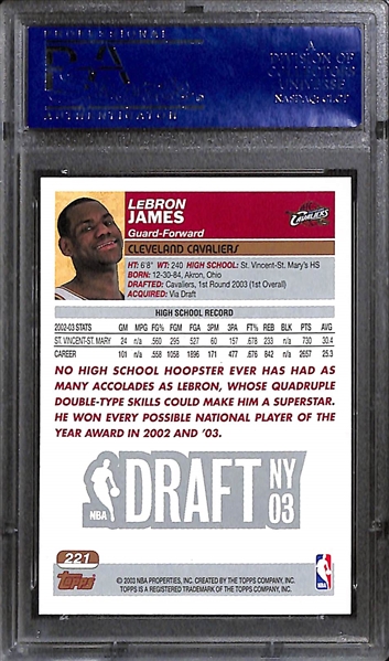 2003 Topps LeBron James Rookie Card # 221 Graded PSA 9 Mint