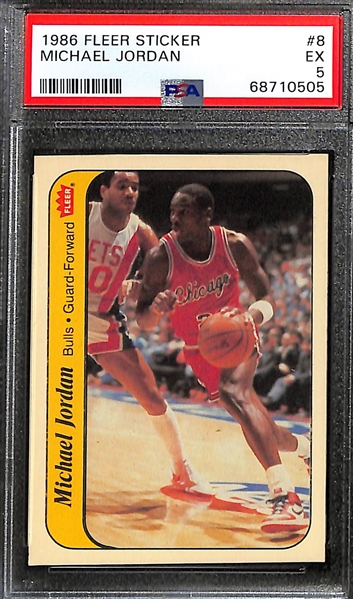 1986-87 Fleer Michael Jordan Rookie Sticker #8 Graded PSA 5