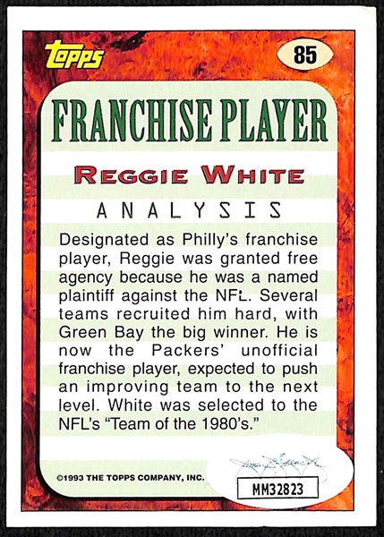Reggie White Signed Philadelphia Eagles Football Card (JSA COA)