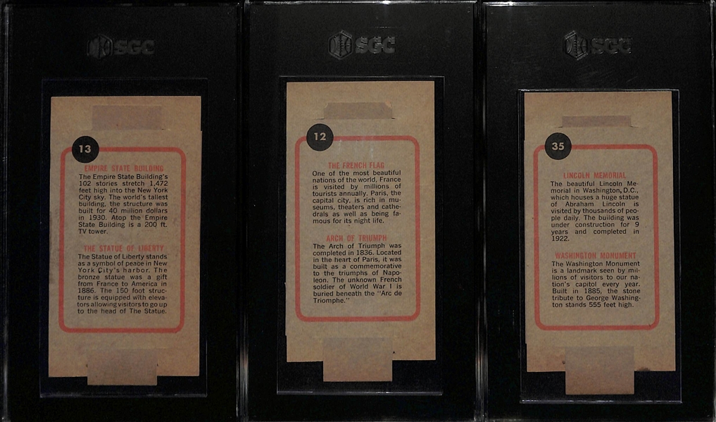 Lot of (3) Monument-Related 1965 Topps Push-Pull Graded Cards all SGC 5 or 6