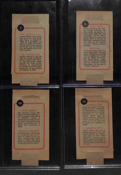 Lot of (4) 1965 Topps Push-Pull Cards w. L. Johnson, Connie Francis/Bobby Darin, +