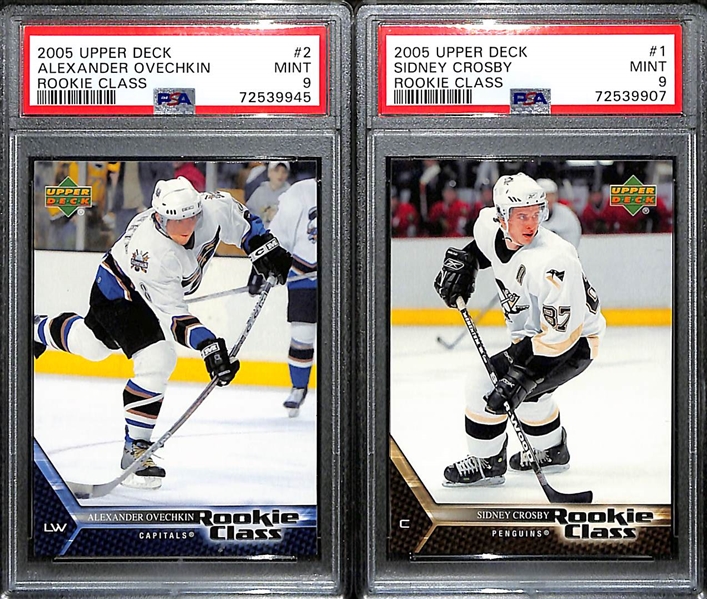 2005-06 Alex Ovechkin (#2) & Sidney Crosby (#1) Rookie Cards - Both Graded PSA 9 Mint