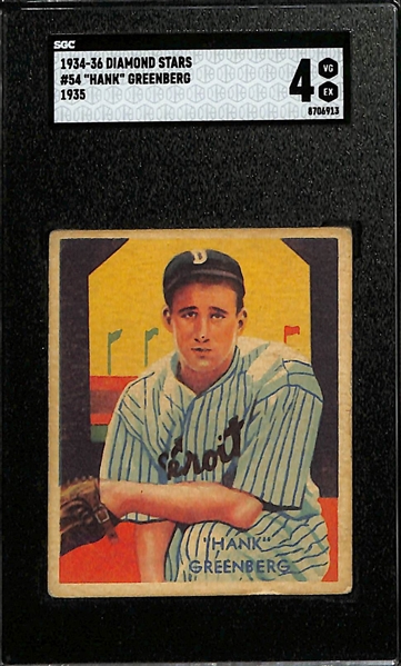 1934-36 Diamond Stars #54 Hank Greenberg (HOF) Graded SGC 4