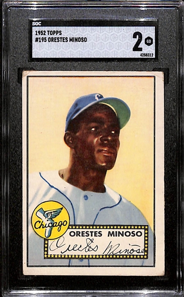 1952 Topps Orestes Minnie Minoso Rookie Card #195 Graded SGC 2