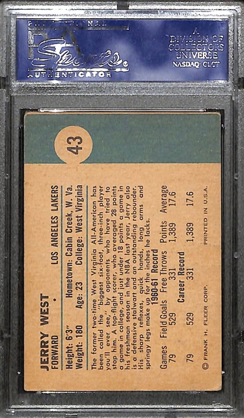 1961-62 Fleer Jerry West #42 Rookie Card Graded PSA 2
