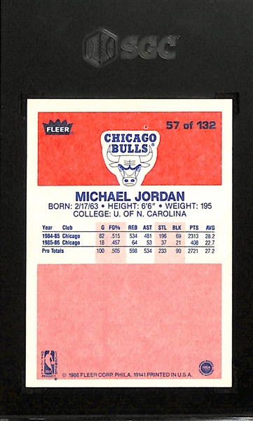 1986-87 Fleer Michael Jordan #57 Rookie Card Graded SGC 7