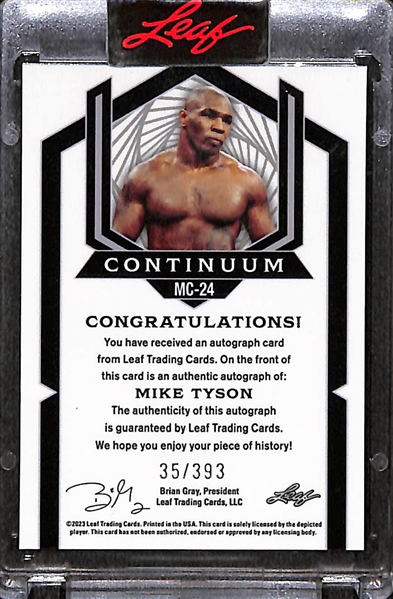 2023 Leaf Continuum Mike Tyson Autographed Card (#25/393)