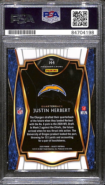 2020 Panini Prizm Justin Herbert Autographed/Signed Rookie Card #144 (PSA/DNA Authenticated/Slabbed)