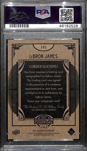 2015 UD Goodwin Champions Lebron James Gold Autograph Insert Card (PSA 6 w. 9 Autograph Grade)