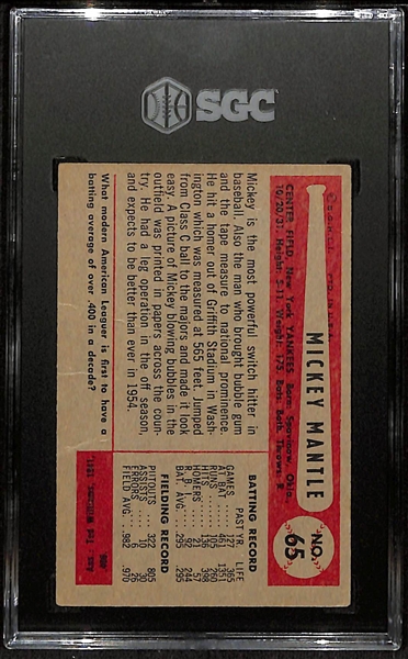 1954 Bowman Mickey Mantle #65 Graded SGC 2
