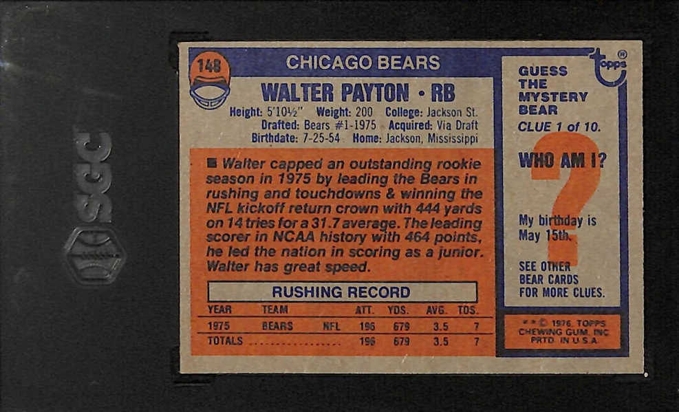 Pack-Fresh 1976 Topps Walter Payton Rookie Card #148 Graded SGC 7