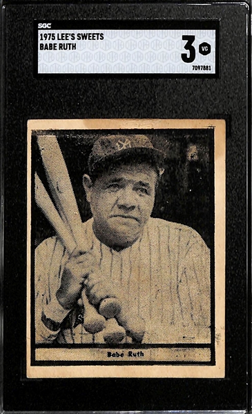 Rarely Seen 1975 Lee's Sweets Babe Ruth (Only 3 Ever Graded by PSA and SGC) Graded SGC 3