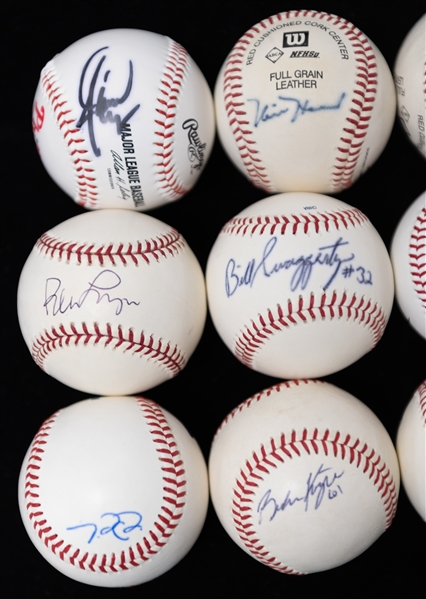 Lot of (12) Signed Official Rawlings Baseballs inc. Nick Swisher, Brandon League, Jamie Moyer, + (JSA Auction Letter)
