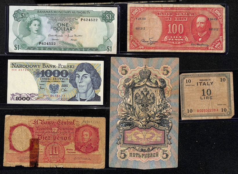 Lot of (26) Foreign Currency from 1935-2001 w. 1943 Italian 10 Lire Note