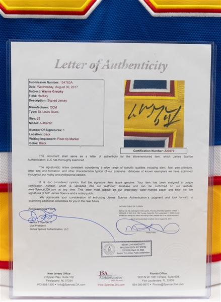 Wayne Gretzky Signed CCM Vintage Authentic St. Louis Blue Jersey (w. JSA Full Letter of Authenticity)