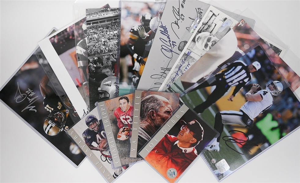 (12) Football Autographs w. Gale Sayers, Joe Gibbs, YA Tittle, More & Print w. 9 Heisman Winners - JSA Auction Letter