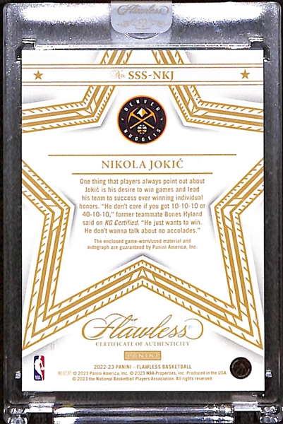 2022-23 Panini Flawless Nikola Jokic Star Swatch Signatures Autograph Card #/25