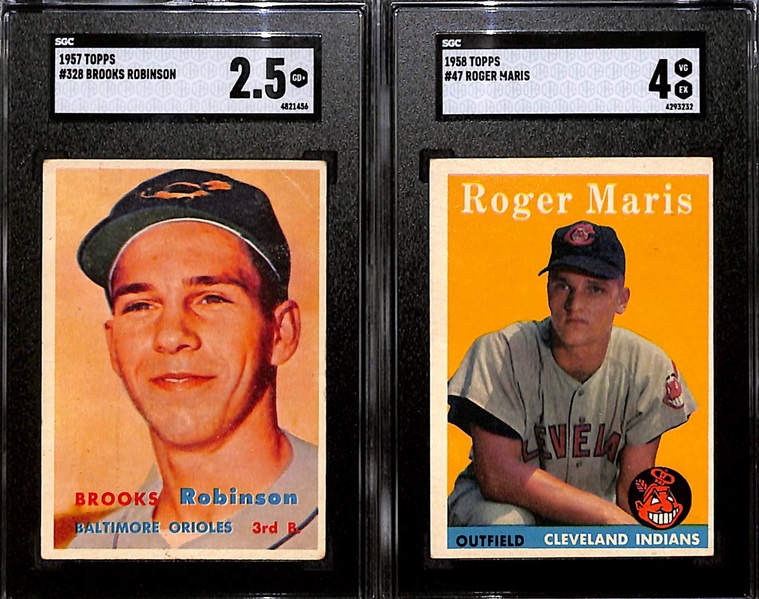 HOFer Graded Rookie Lot - 1957 Brooks Robinson (SGC 2.5), 1958 Roger Maris (SGC 4), 1958 Orlando Cepeda (SGC 4.5), 1960 Carl Yastrzemski (SGC 4.5)
