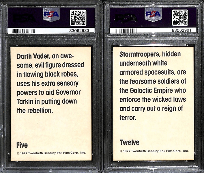 Lot of (2) PSA 8 1977 Star Wars Wonder Bread Cards- Darth Vader, Stormtroopers (These Are 2 of the 18 Card Set Being Sold in This Auction)