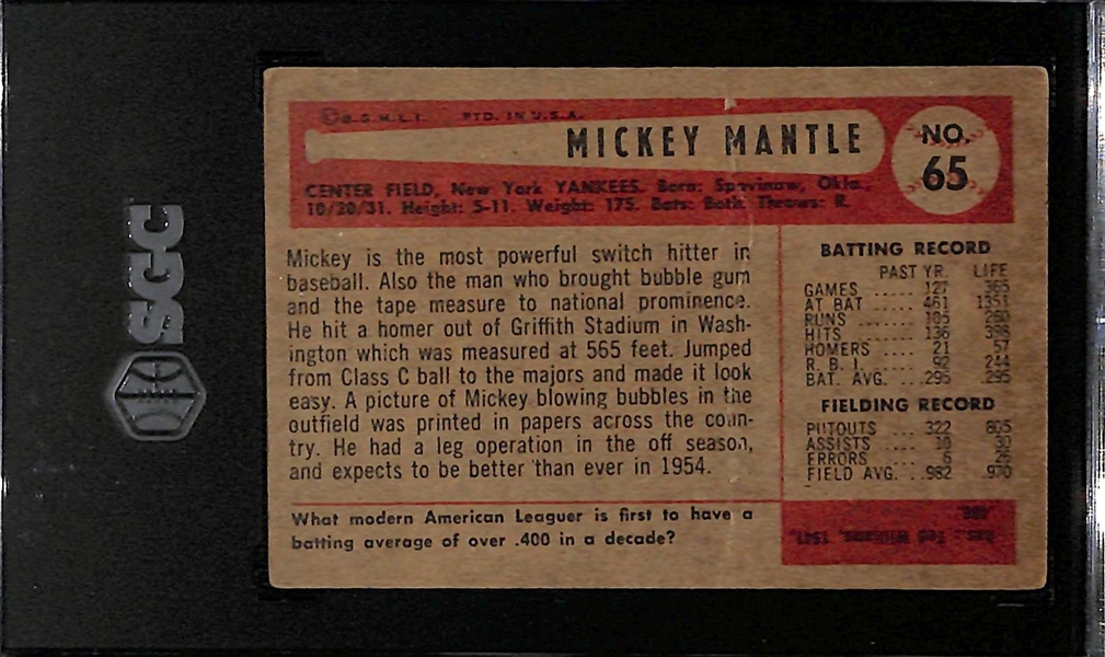 1954 Bowman Mickey Mantle Graded SGC 1.5