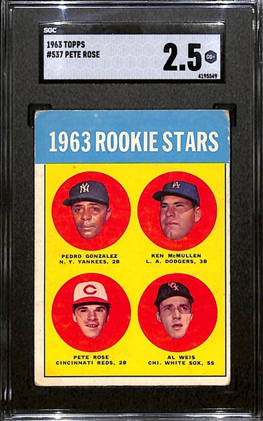 1963 Topps Pete Rose Rookie #537 Graded SGC 2.5