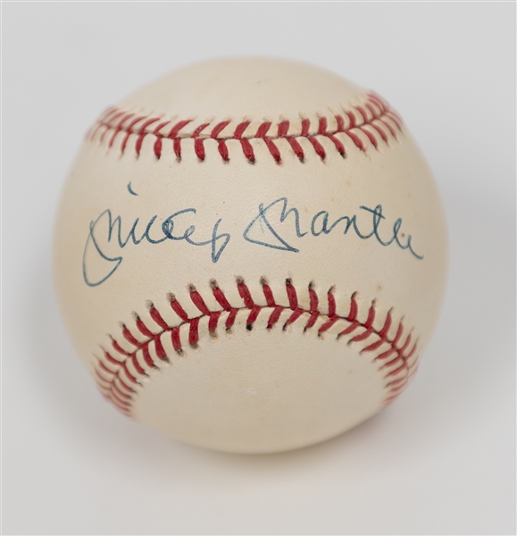 Mickey Mantle Signed Official American League Baseball (Comes w. a JSA Auction Letter)