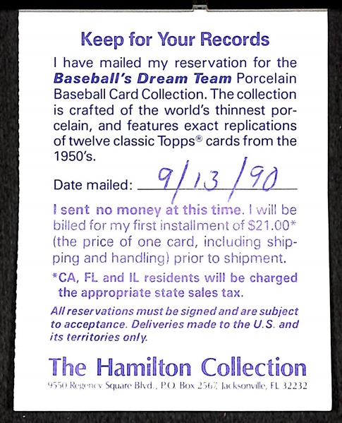 1990 Hamilton Collection 12 Card Porcelain Set